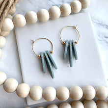 Load image into Gallery viewer, Beaded Mini Fringe Hoops (Sage)
