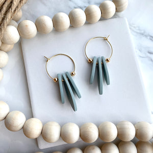 Beaded Mini Fringe Hoops (Sage)