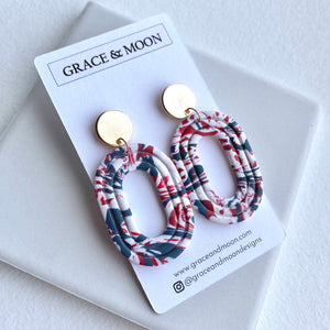 Red White and Blue Oval Dangles
