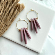 Load image into Gallery viewer, Beaded Mini Fringe Hoops (Mauve)
