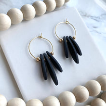 Load image into Gallery viewer, Beaded Mini Fringe Hoops (Black)
