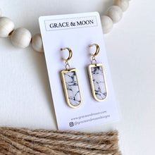 Load image into Gallery viewer, White Marble Huggie Dangles
