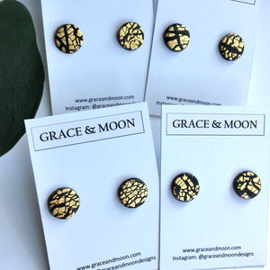 Medium Gold Leaf Studs - Grace & Moon