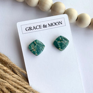 Emerald Marble Studs