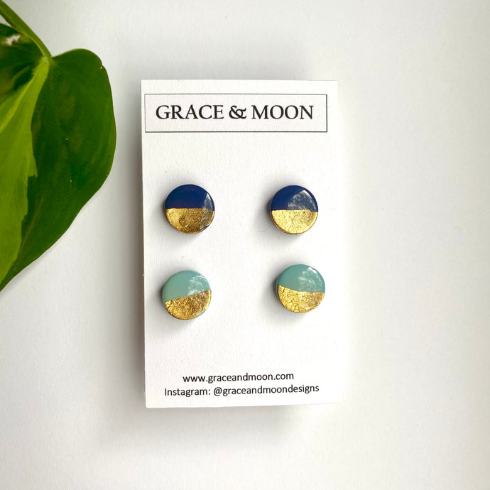 Gold Studs (Navy and Turquoise)