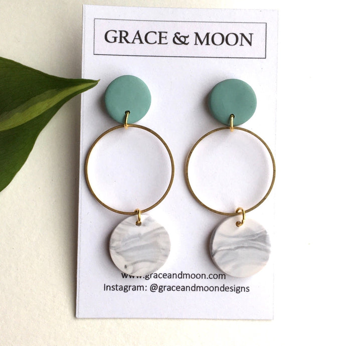 Sophie (Turquoise and Marbled White) - Grace & Moon