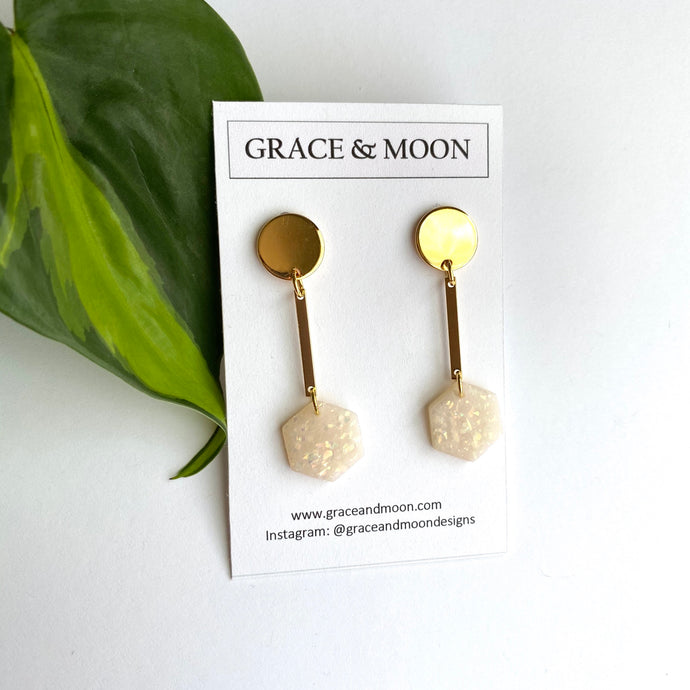 Opal Hexagon Drops - Grace & Moon