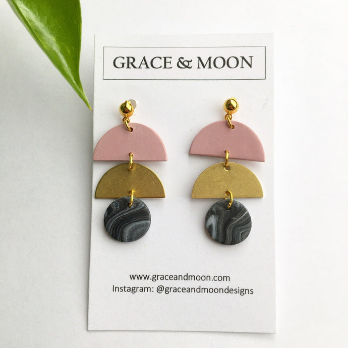 Ellie (Pink and Marbled Black) - Grace & Moon