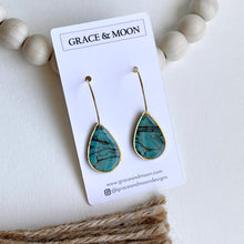 Load image into Gallery viewer, Turquoise Marble Teardrop Hoops
