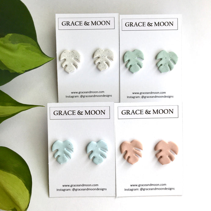 Monstera Studs - Grace & Moon