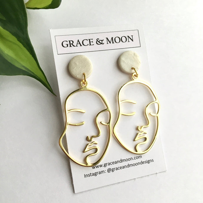 Large Face Drops (Pearl) - Grace & Moon