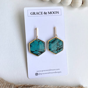 Turquoise Marble Hexagons