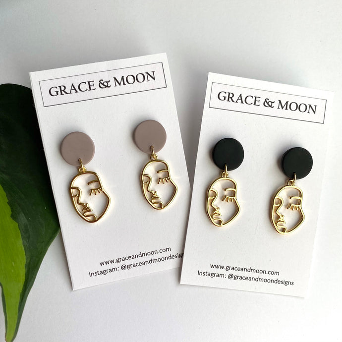 Face Drop Earrings (18k gold plated) - Grace & Moon
